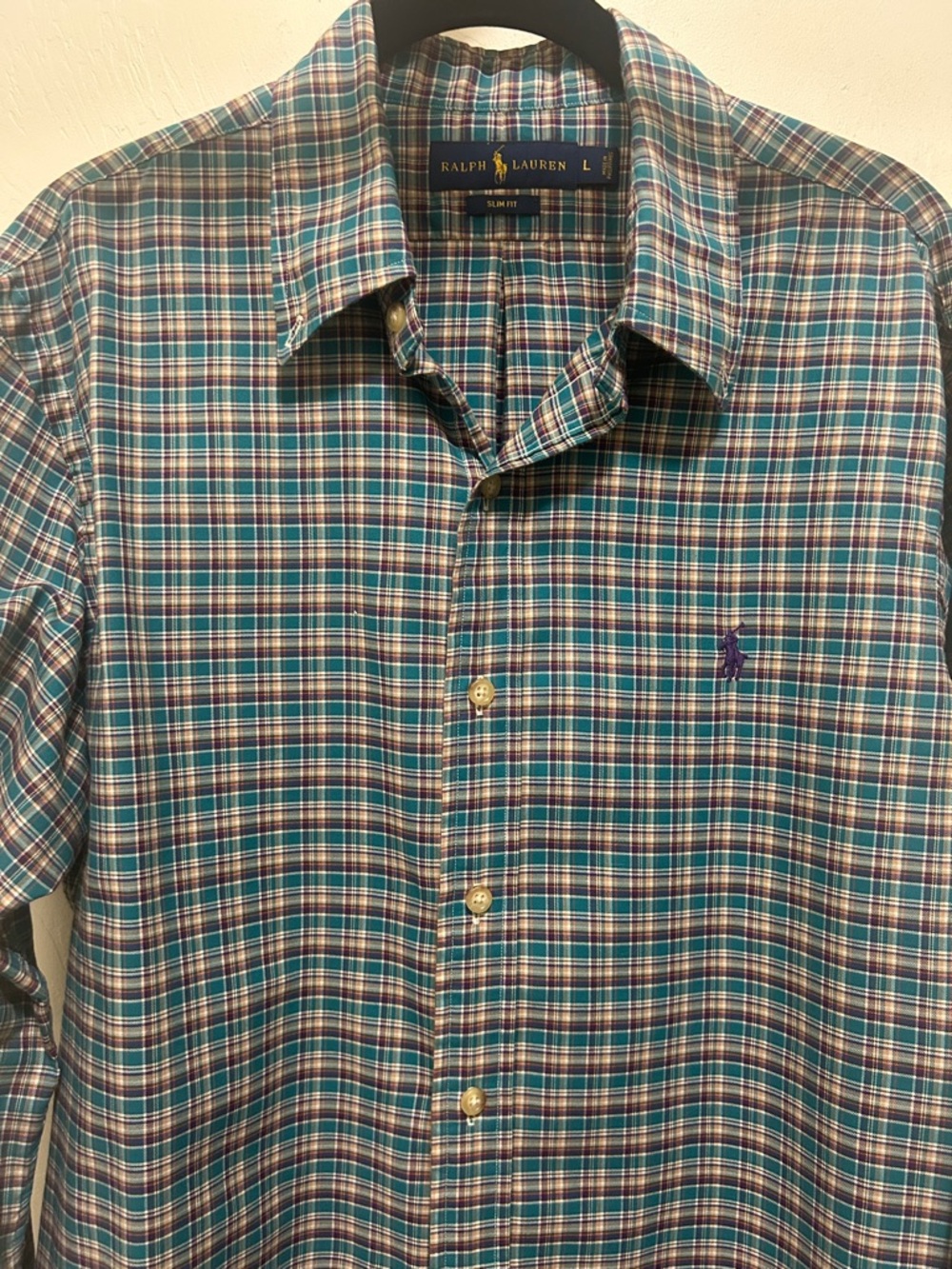 Ralph Lauren Teal Plaid Button-Down Shirt